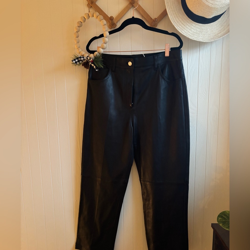 NWT Rebecca Taylor Black Leather Pants